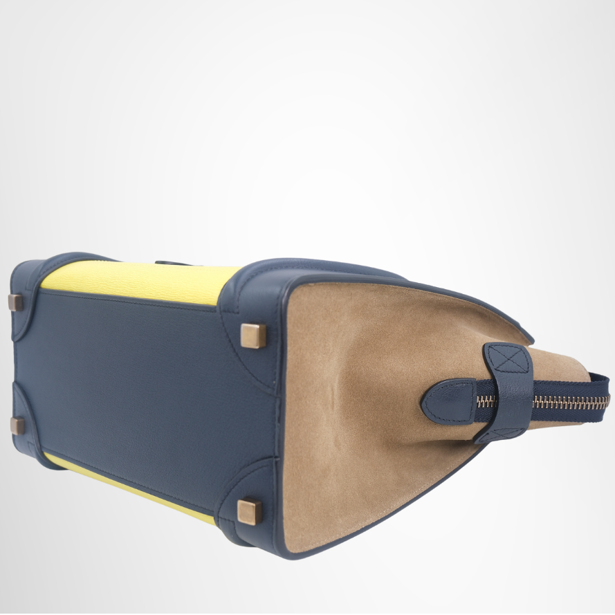 Celine Tricolor Luggage Bag – Yellow / Navy / Tan