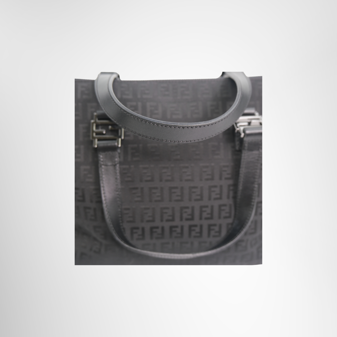 Black Fendi Zucchino Canvas Tote Bag