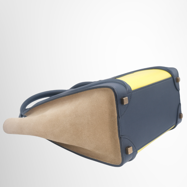Celine Tricolor Luggage Bag – Yellow / Navy / Tan