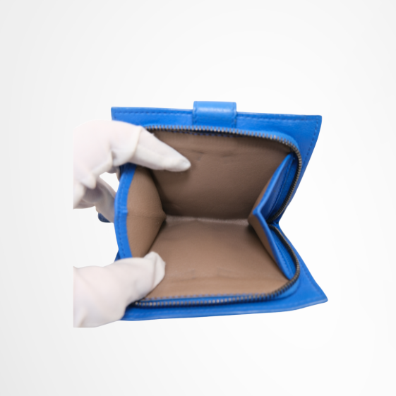 Intrecciato Blue Woven Leather Bifold Wallet
