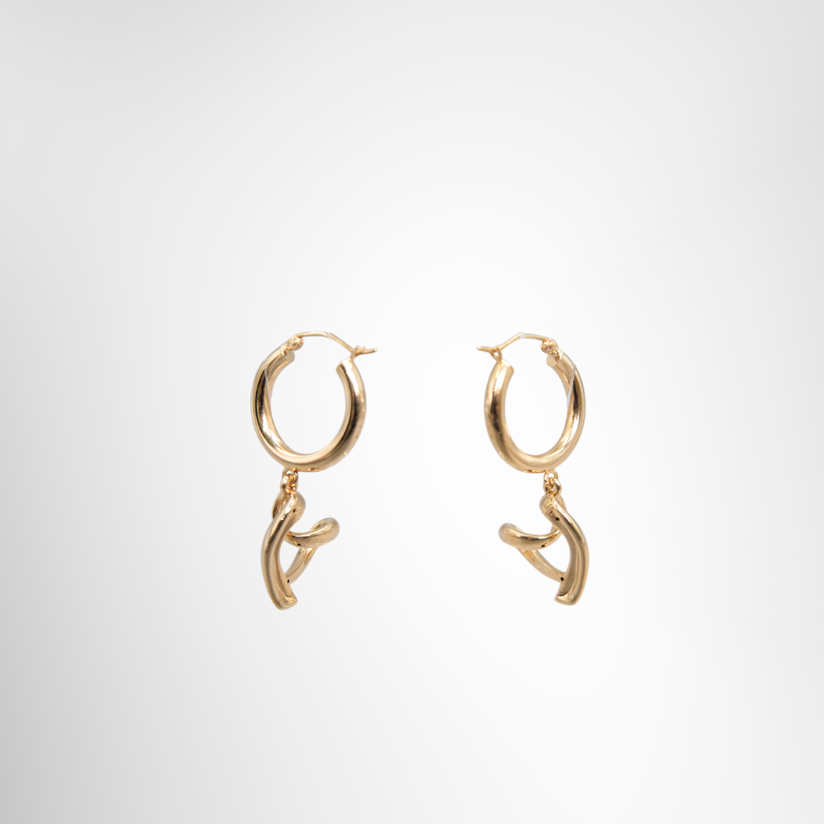 K18 Brand New Dangling Heart Earrings