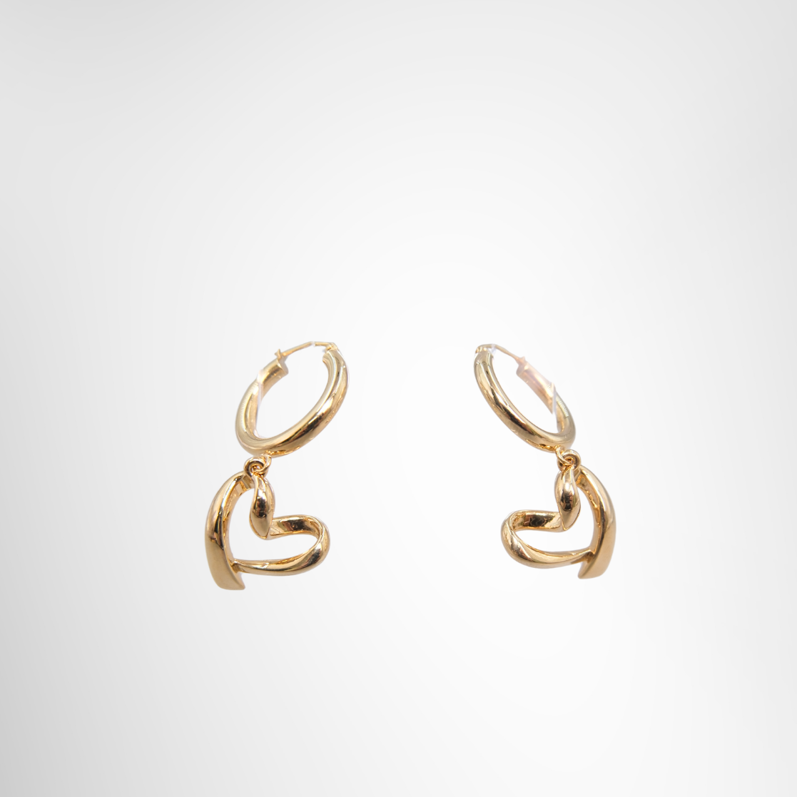 K18 Brand New Dangling Heart Earrings