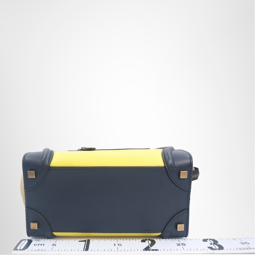 Celine Tricolor Luggage Bag – Yellow / Navy / Tan