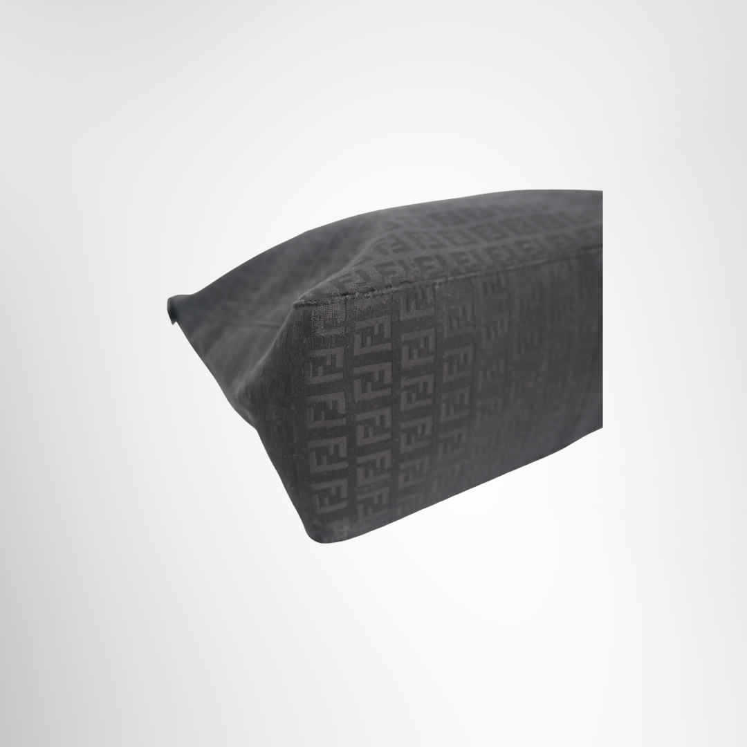 Black Fendi Zucchino Canvas Tote Bag