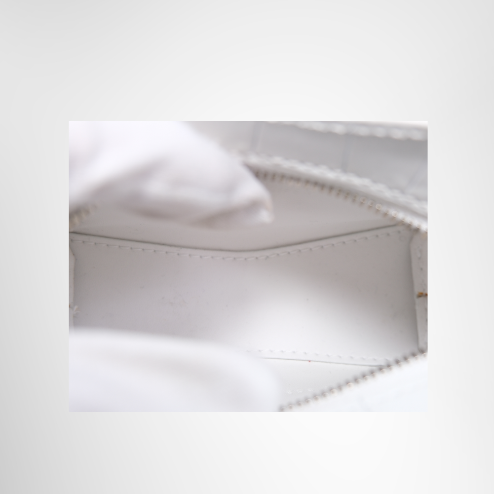 Neo Classic Super Nano Handbag in White Crocodile Embossed Leather