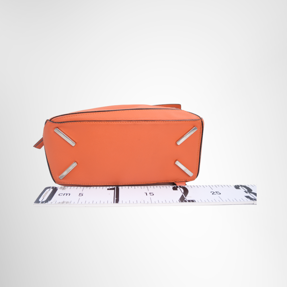 Loewe Preowned Luxury Bag Puzzle Bag in Vibrant Orange Bottom View