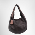 Loewe Preowned Luxury Bag Viento Hobo Bag in Dark Brown Leather Front View