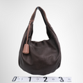 Loewe Preowned Luxury Bag Viento Hobo Bag in Dark Brown Leather Front View 2