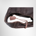 Loewe Preowned Luxury Bag Viento Hobo Bag in Dark Brown Leather Handle View