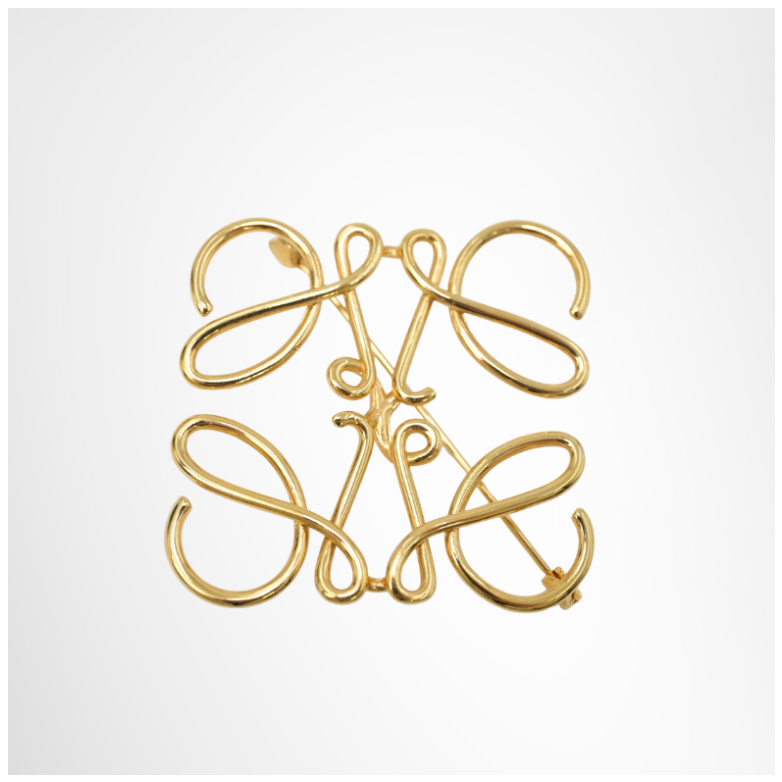Loewe Preowned Luxury Gold Toned Brass Anagram Brooch Accessories Front View - Antonio & Co.