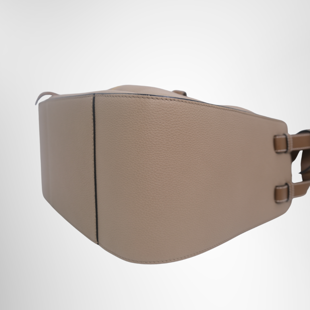 Loewe Preowned Luxury Hammock Small Leather 2-Way Handbag in Beige Bag Bottom Side View1 - Antonio & Co.