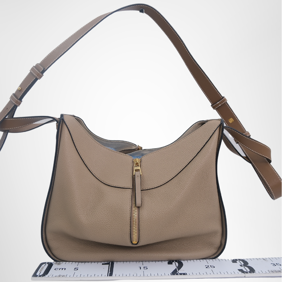 Loewe Preowned Luxury Hammock Small Leather 2-Way Handbag in Beige Bag Front View - Antonio & Co.