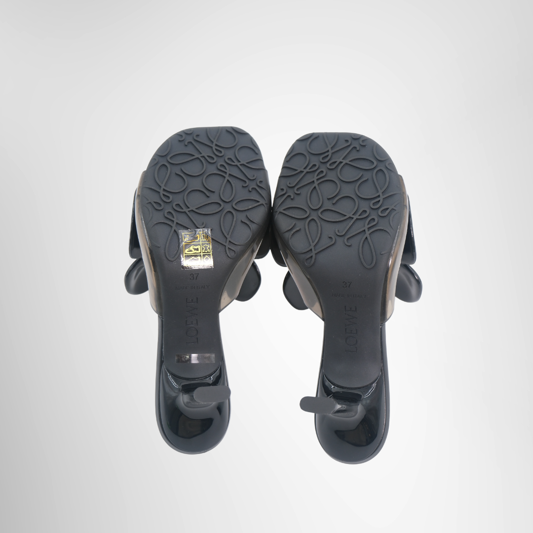 Loewe Preowned Luxury Ibiza Flower Petal Mules Bottom View