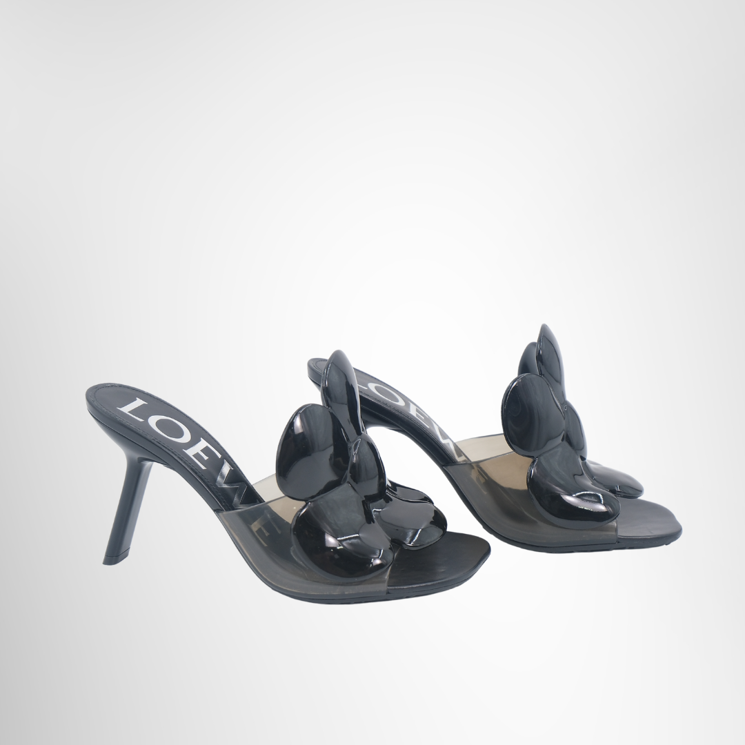 Loewe Preowned Luxury Ibiza Flower Petal Mules Side View