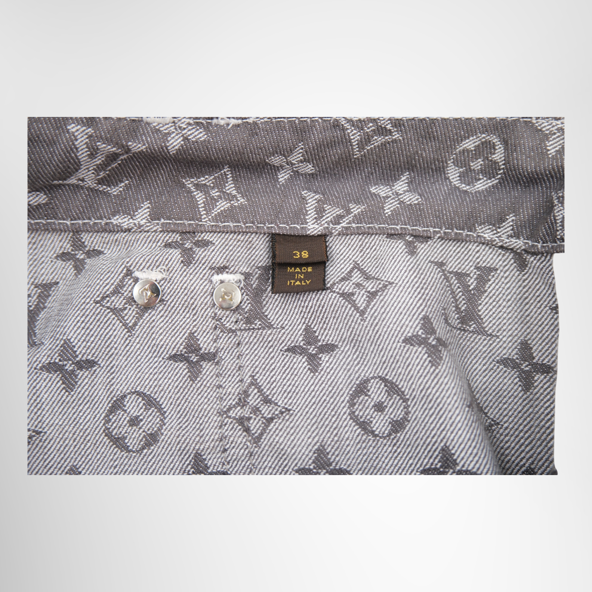 Cropped Monogram Denim Pants in Grey