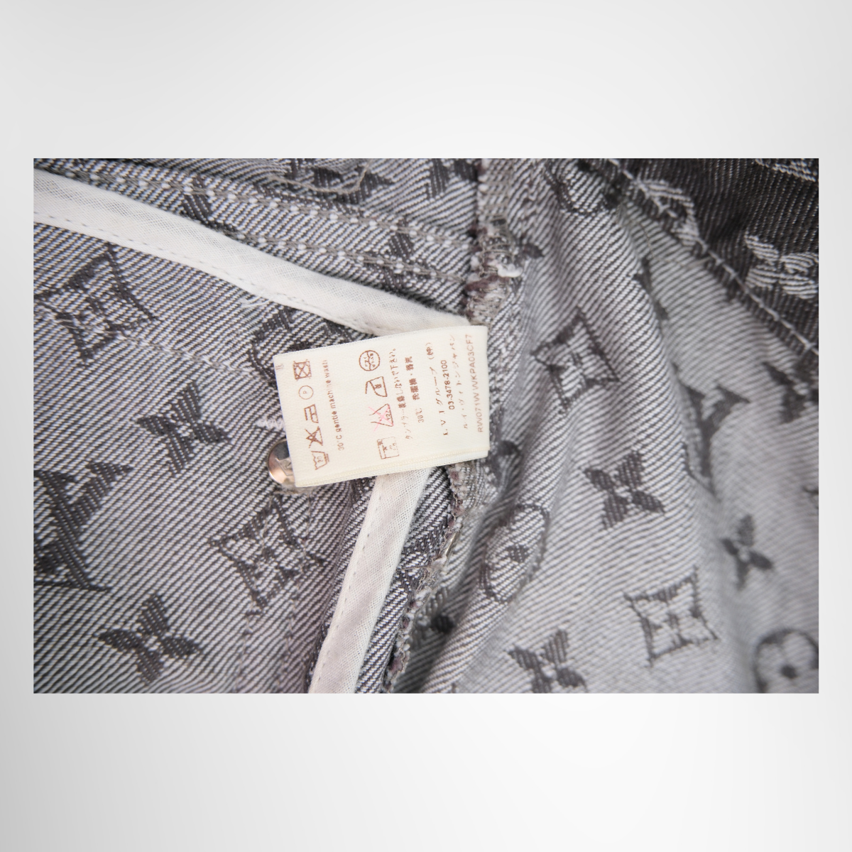 Cropped Monogram Denim Pants in Grey