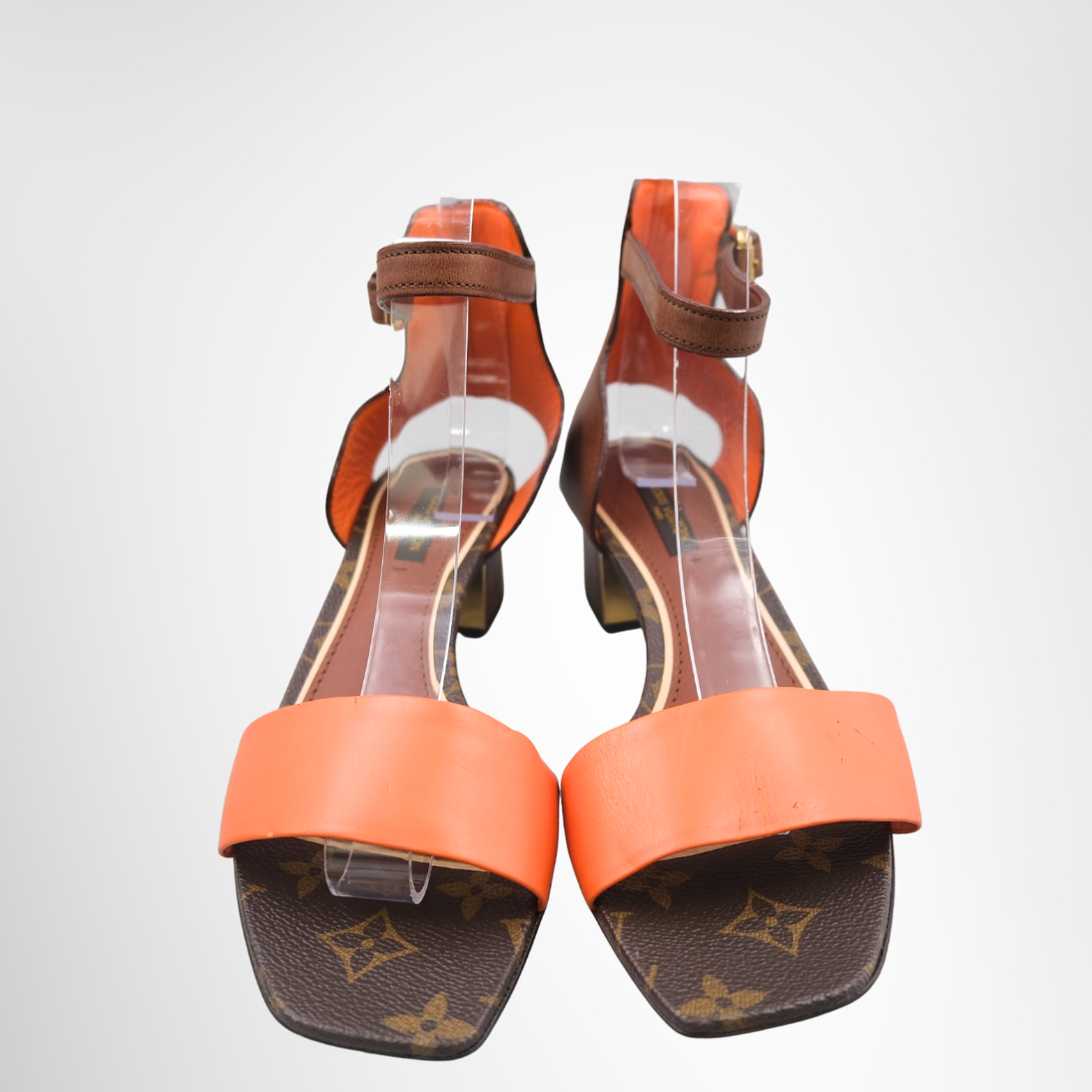 Louis Vuitton Monogram Leather Block-Heel Sandals
