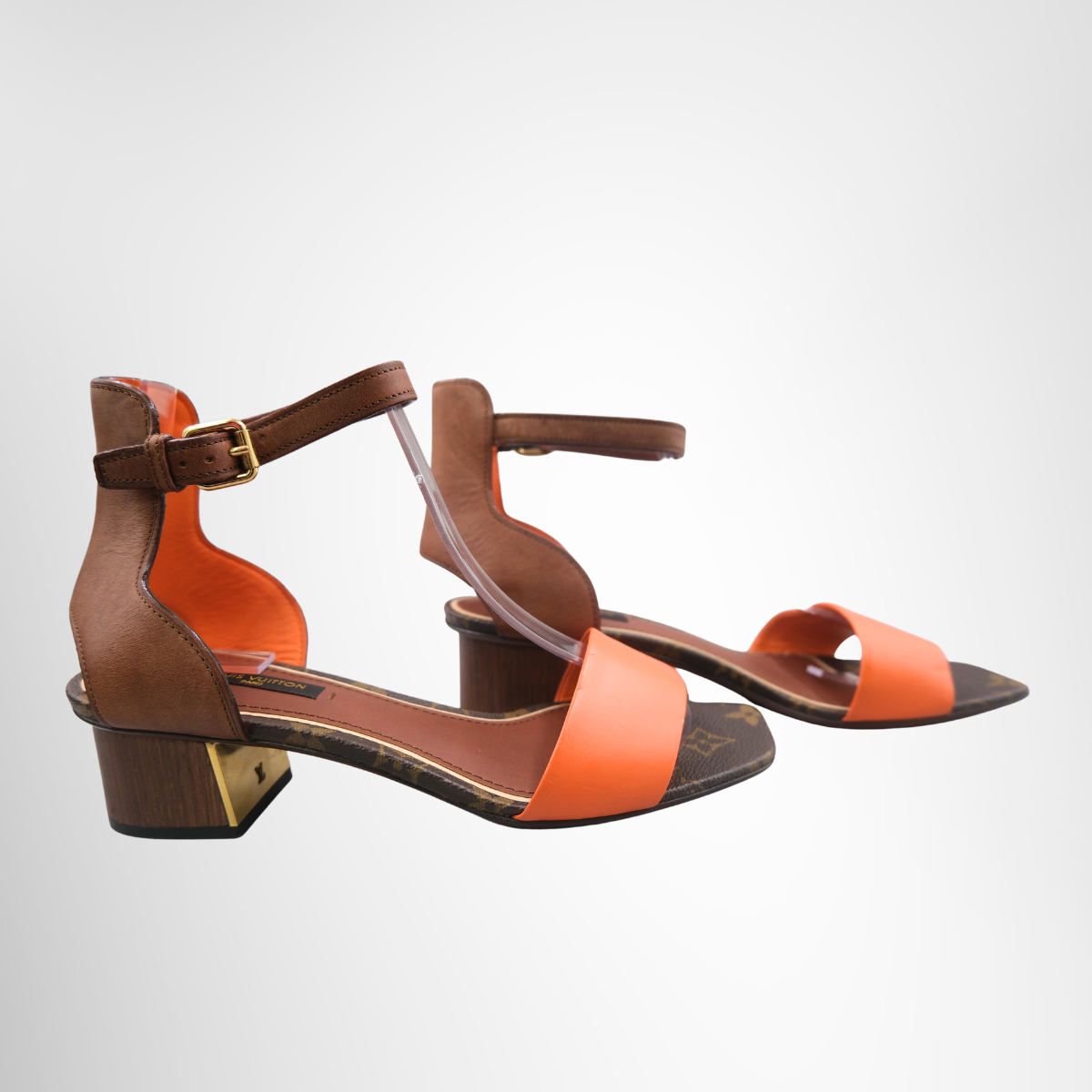 Louis Vuitton Monogram Leather Block-Heel Sandals