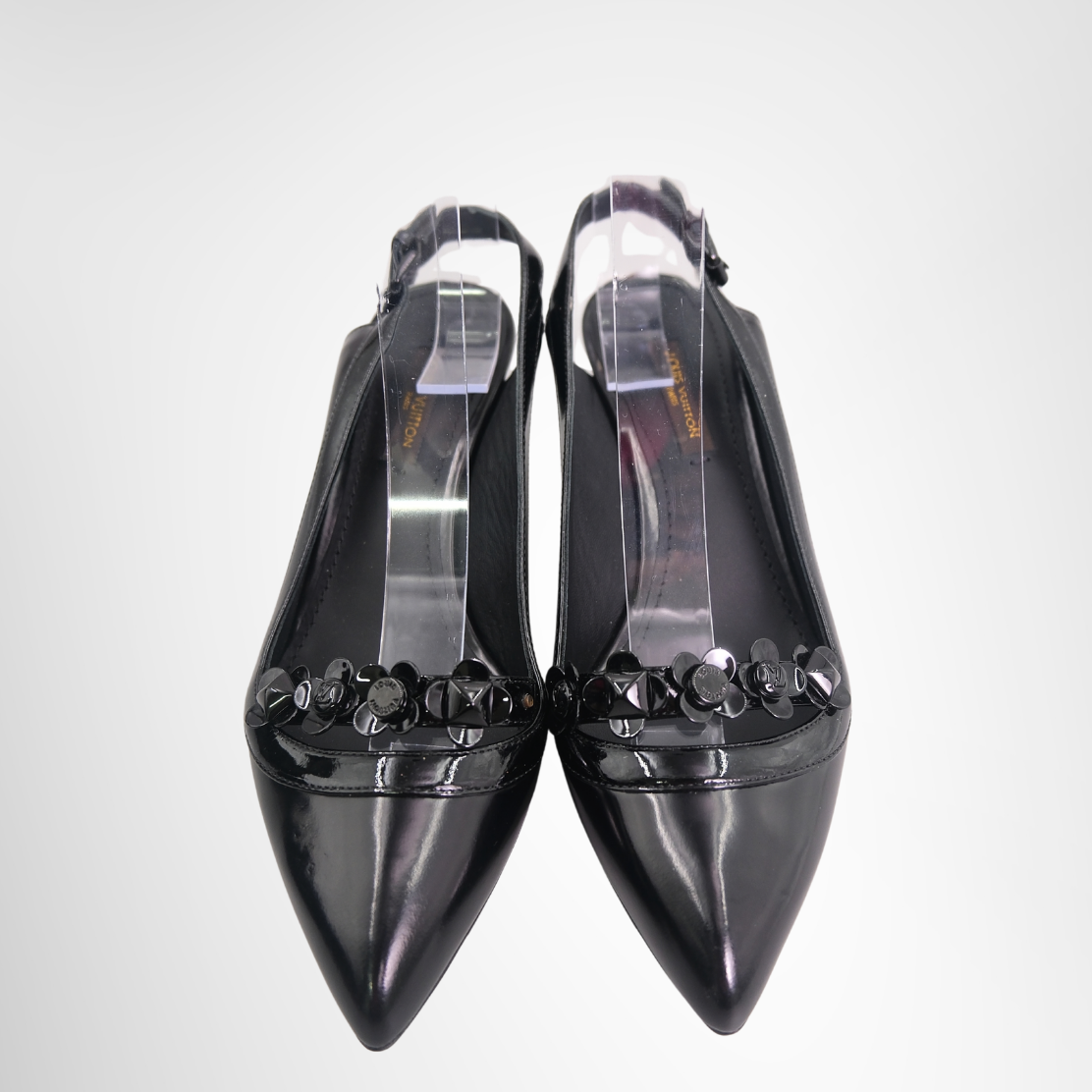 Louis Vuitton Pointed-Toe Kitten Heel Slingback Pumps – Black, Size 34.5