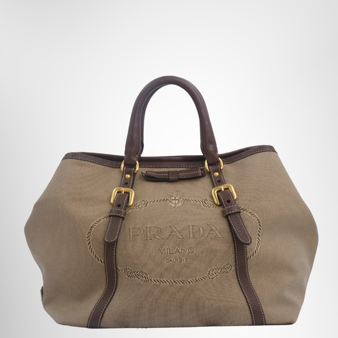 Louis Vuitton Preowned Luxury BN1841 Logo Jacquard 2-Way Tote Bag Front Page - Antonio & Co.