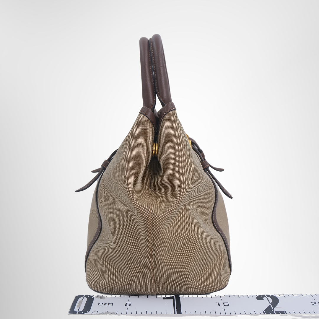 Louis Vuitton Preowned Luxury BN1841 Logo Jacquard 2-Way Tote Bag Side View - Antonio & Co.