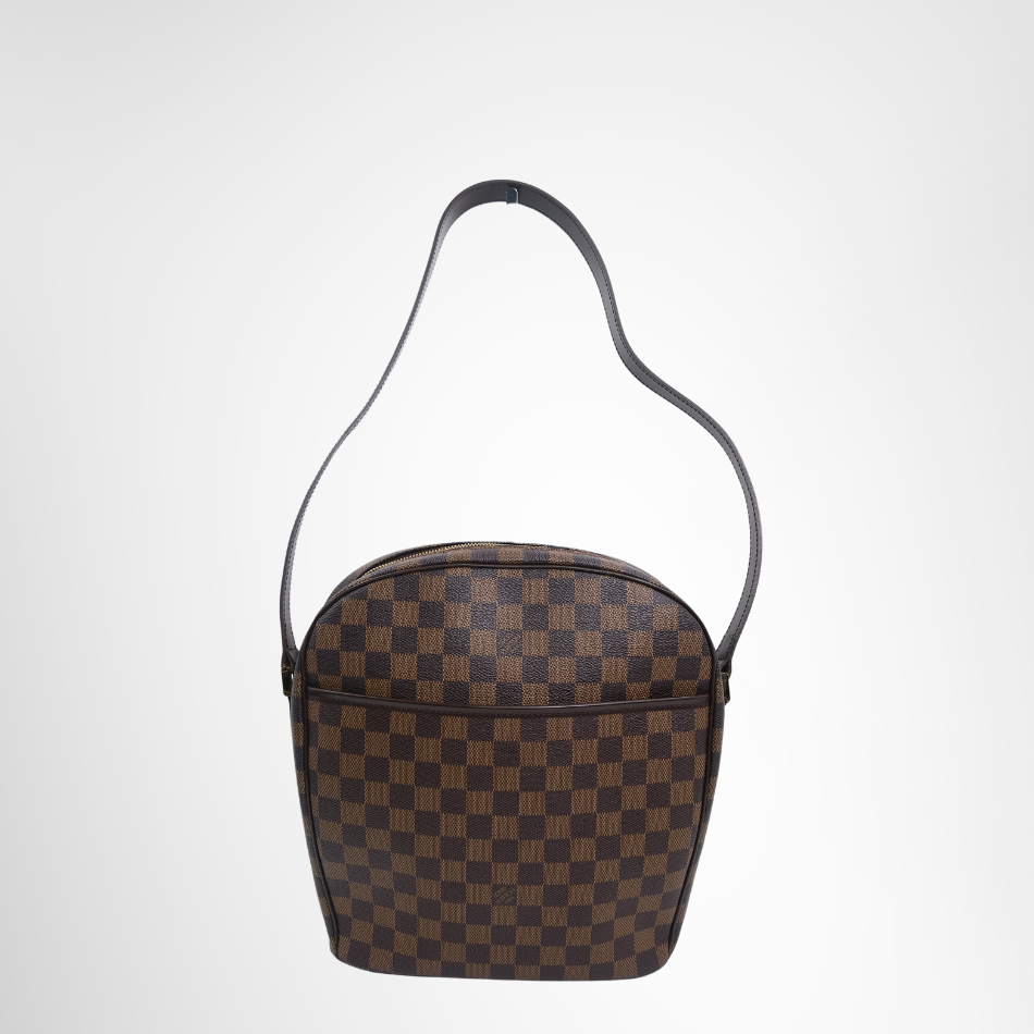 Louis Vuitton Preowned Luxury Bag Damier Ebene Ipanema GM Shoulder Bag Front View