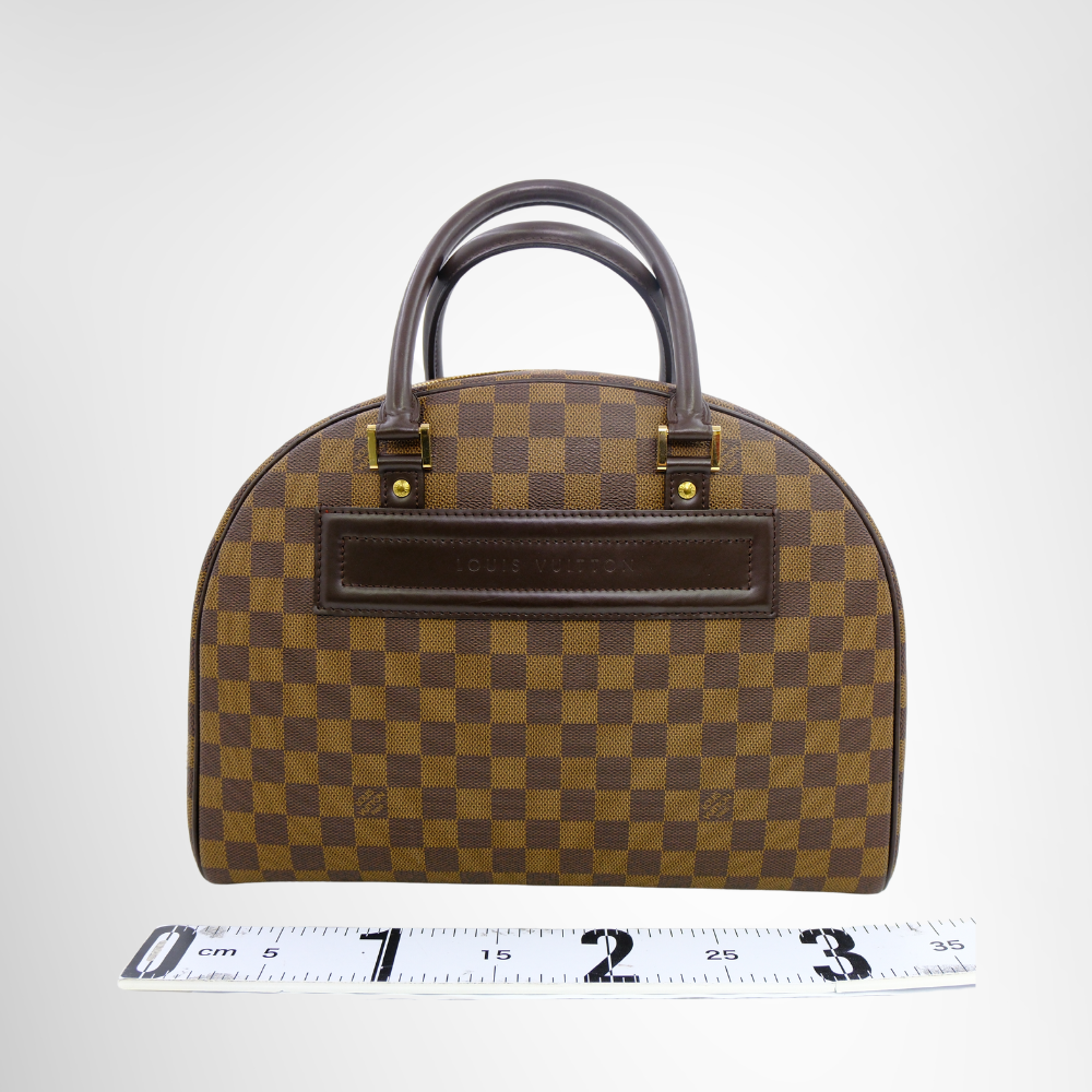 Louis Vuitton Preowned Luxury Bag Nolita Satchel in Damier Ebene Canvas Front View 2