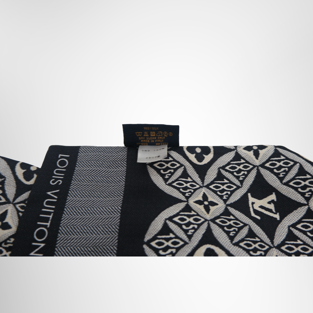 Louis Vuitton Preowned Luxury Black & White Silk Close up View