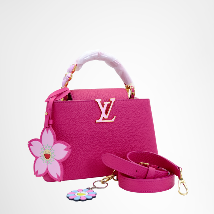 Louis Vuitton Preowned Luxury Capucines BB Cherry Blossom Front View With Strap