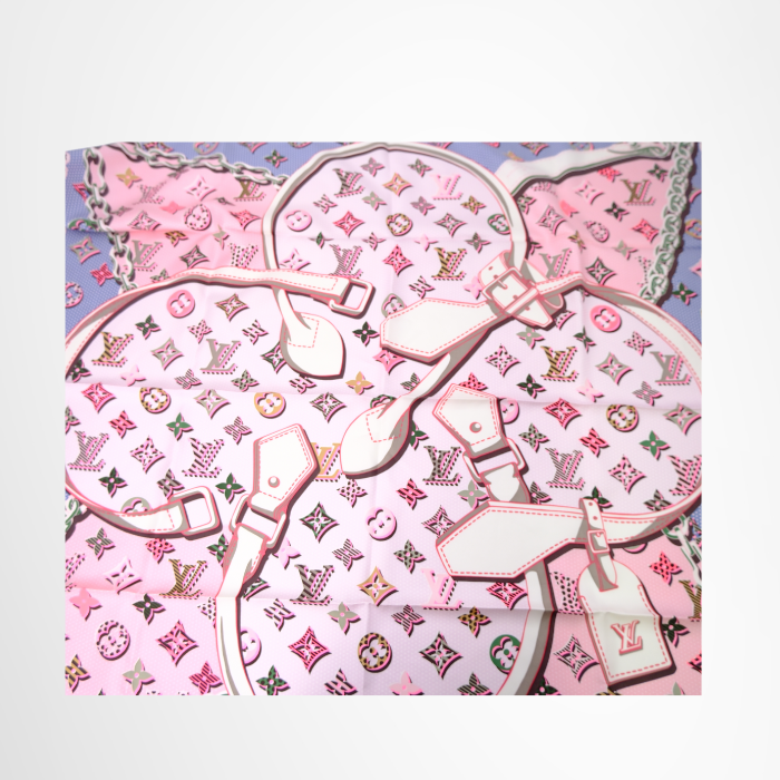 Louis Vuitton Preowned Luxury Carre Pop Monogram Silk Square Scarf Front View - Antonio & Co.