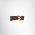 Louis Vuitton Preowned Luxury Damier Ebene Canvas Belt Front View With Buckle