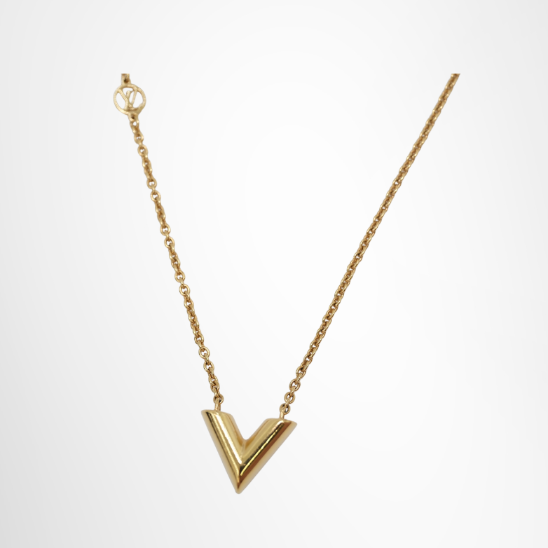 Louis Vuitton Preowned Luxury Essential V Necklace in Gold Tone Accessories Front Page - Antonio & Co.