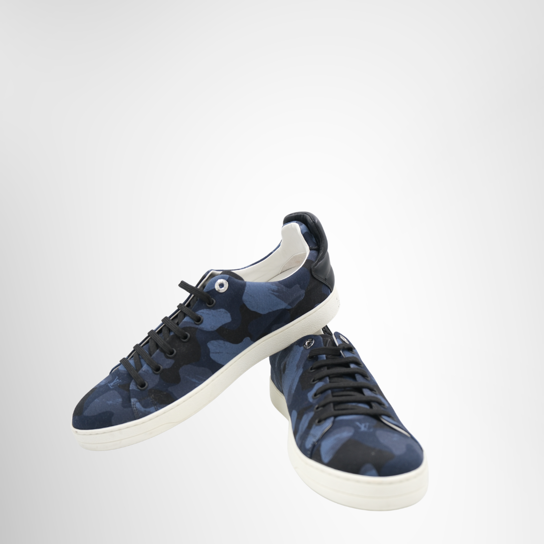 Louis Vuitton Preowned Luxury Frontrow Low-Top Sneaker Front And Side View