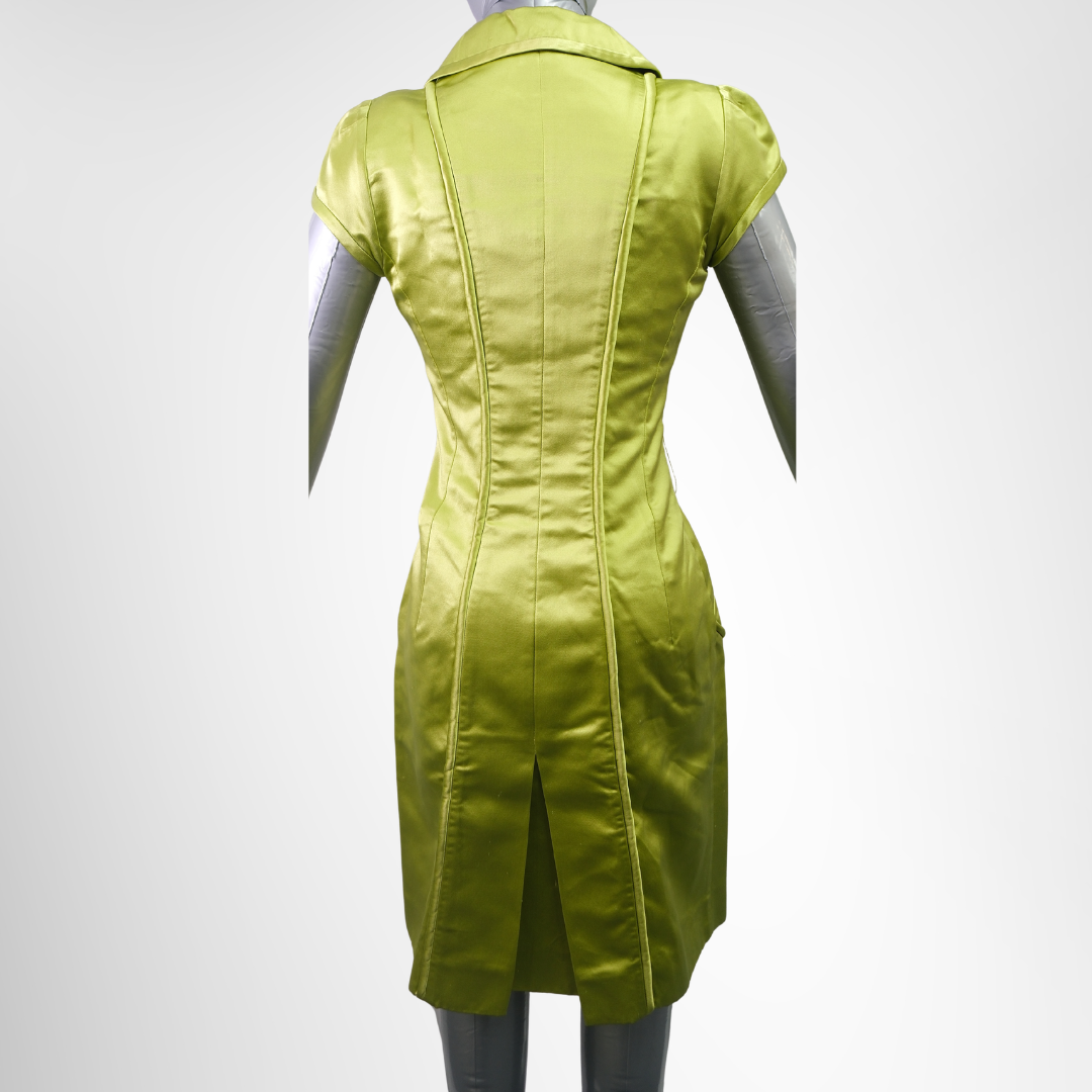 Louis Vuitton Preowned Luxury Green Dress Size 38 Apparel Back View - Antonio & Co.