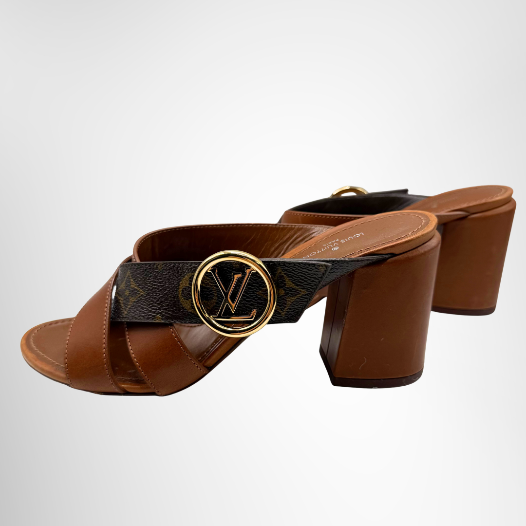 Louis Vuitton Preowned Luxury Horizon Slide Sandals Side View - Antonio & Co.
