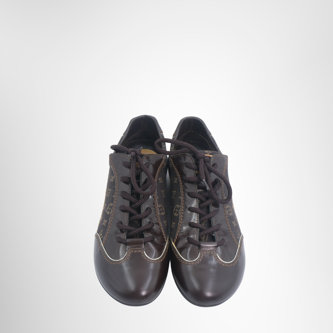 Louis Vuitton Preowned Luxury Monogram Mini Sneakers Front Page
