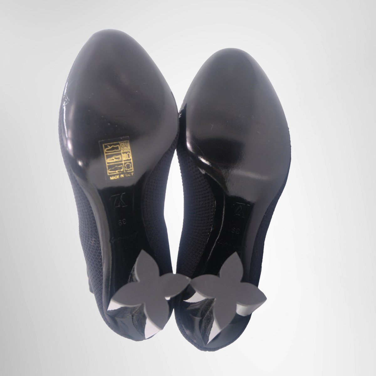 Louis Vuitton Preowned Luxury Monogram Stretch Fabric Silhouette Ankle Boot Bottom View - Antonio & Co.