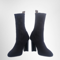 Louis Vuitton Preowned Luxury Monogram Stretch Fabric Silhouette Ankle Boot Front View - Antonio & Co.