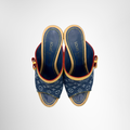 Louis Vuitton Preowned Luxury Mules Denim Espadrille Wedge Mules in Blue Top View