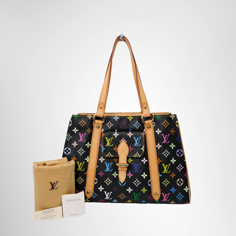 Louis Vuitton Preowned Luxury Multicolor Aurelia MM Tote Bag Front View with Dustbag - Antonio & Co.