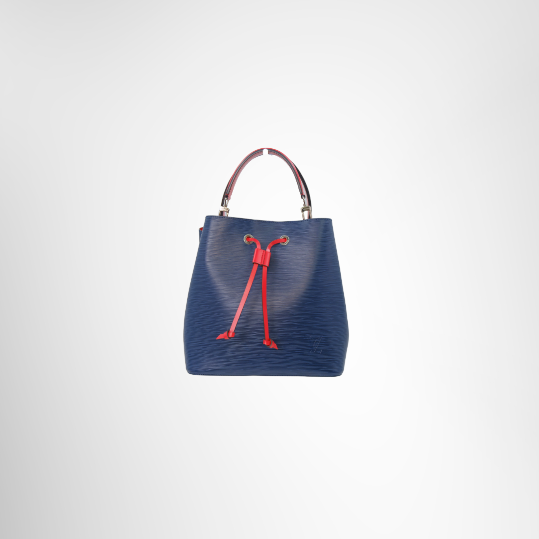 Louis Vuitton Preowned Luxury NéoNoé MM Bucket Bag – Blue Epi Leather Front View 1
