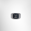 Louis Vuitton Preowned Luxury Ring Monogram Signet Silver Ring Front View - Antonio & Co.