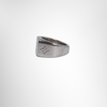 Louis Vuitton Preowned Luxury Ring Monogram Signet Silver Ring Side View - Antonio & Co.