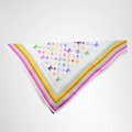 Louis Vuitton Preowned Luxury Scarf Takashi Murakami Monogram Multicolor Silk Scarf Corner View