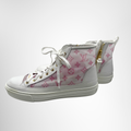 Louis Vuitton Preowned Luxury Shoes Stellar High Top Sneakers in White and Pink Monogram Mesh Side View