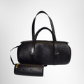 Louis Vuitton Preowned Luxury Soufflot Epi Black Bag Front View with Pouch - ANtonio & Co.