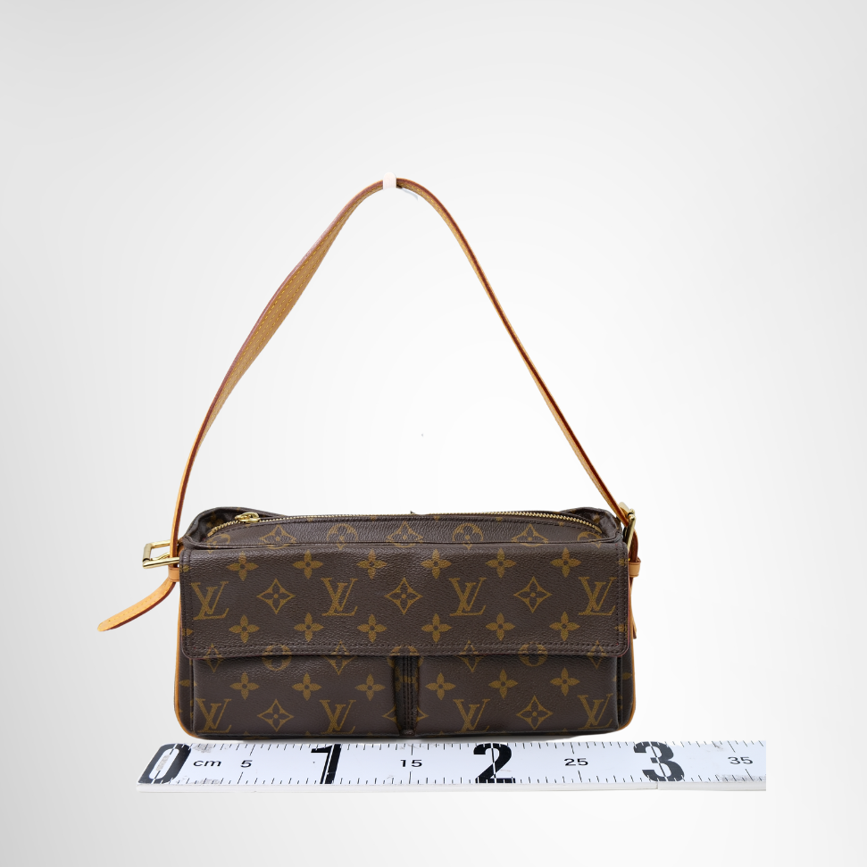 Louis Vuitton Preowned Luxury Viva Cite MM Monogram Shoulder Bag Front View - Antonio & Co.