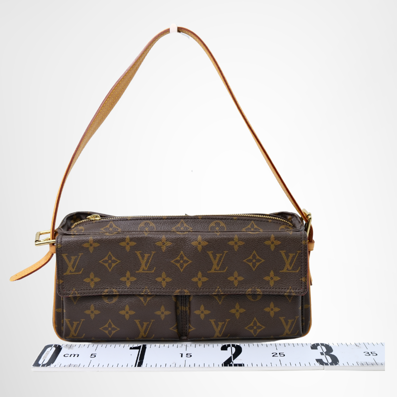 Louis Vuitton Preowned Luxury Viva Cite MM Monogram Shoulder Bag Front View - Antonio & Co.