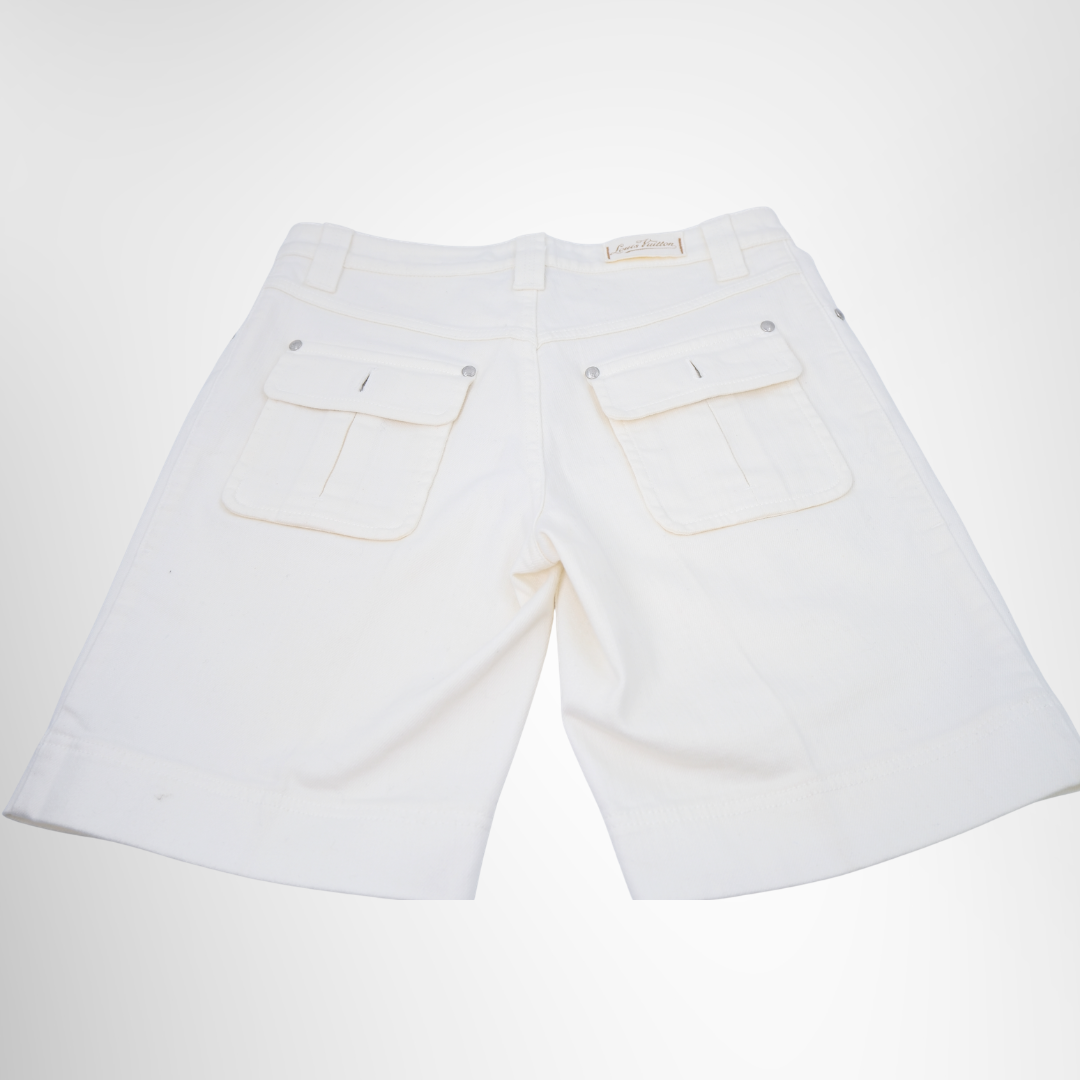 Louis Vuitton Preowned Luxury White Shorts Apparel Front Back View - Antonio & Co.
