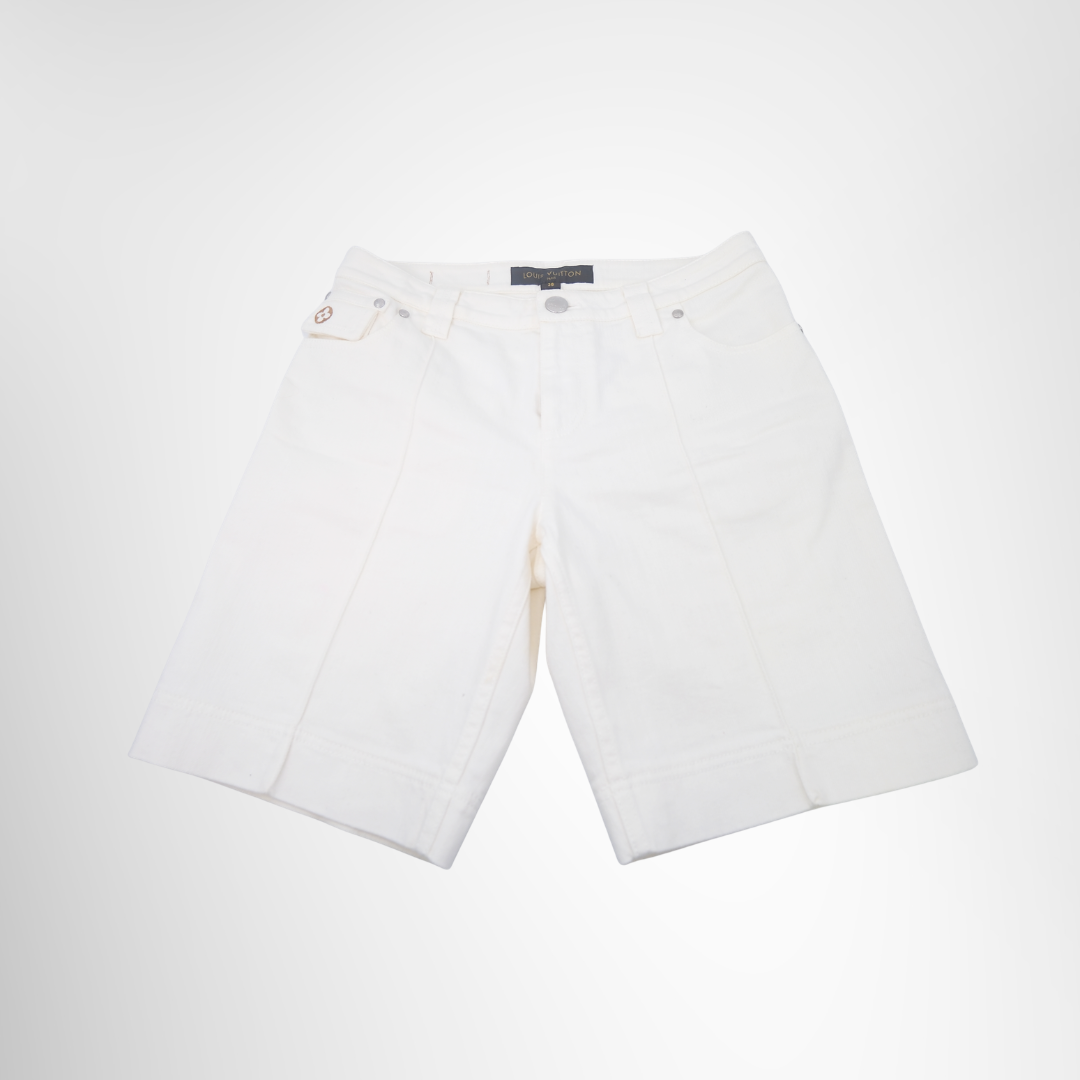 Louis Vuitton Preowned Luxury White Shorts Apparel Front View - Antonio & Co.